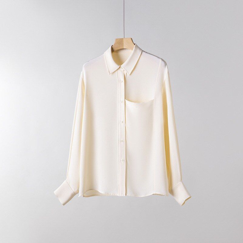 Chemise en soie unie à manches longues midi pour bureau view 7
