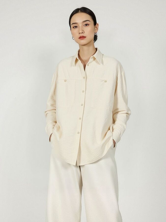 Chemise en soie col ample bureau view 2