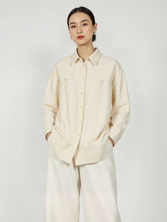 Chemise en soie col ample bureau view 4
