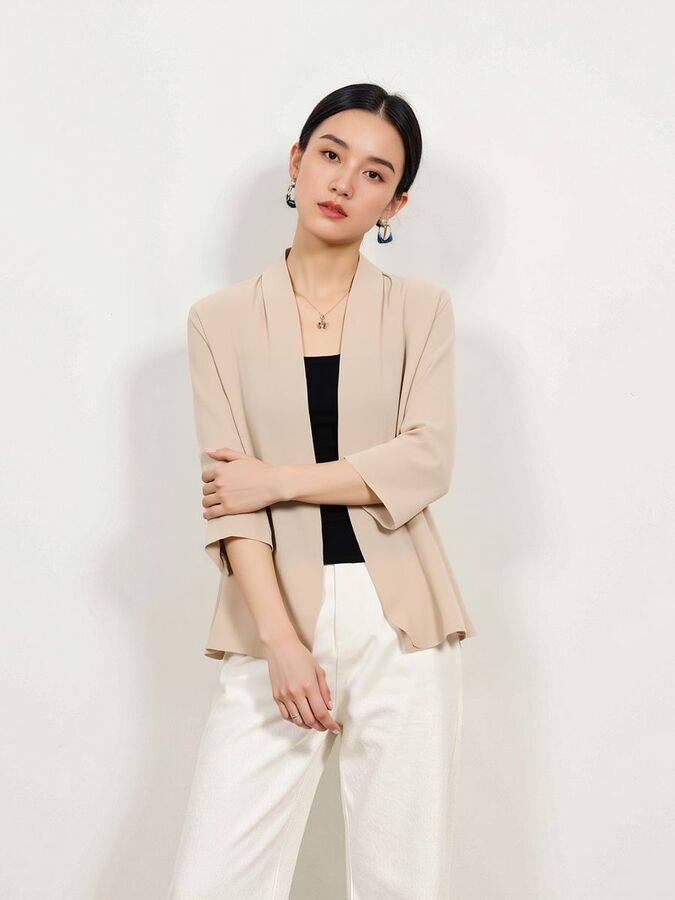 Silk V-Neck Shirt Long Sleeve
