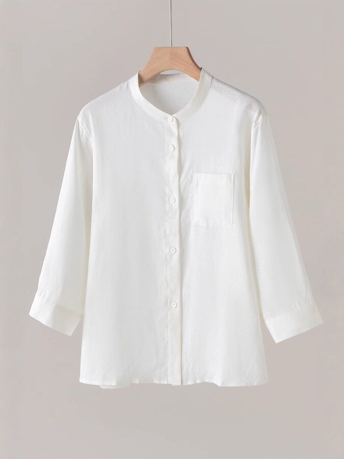 Linen Shirt Seven Sleeve Office