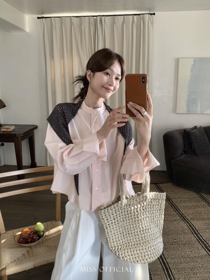 Korean cropped shirt with cape in multiple colors