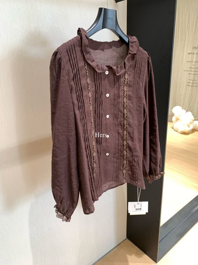 Vintage-Jacquard-Hemd mit plissiertem Rüschenkragen view 6