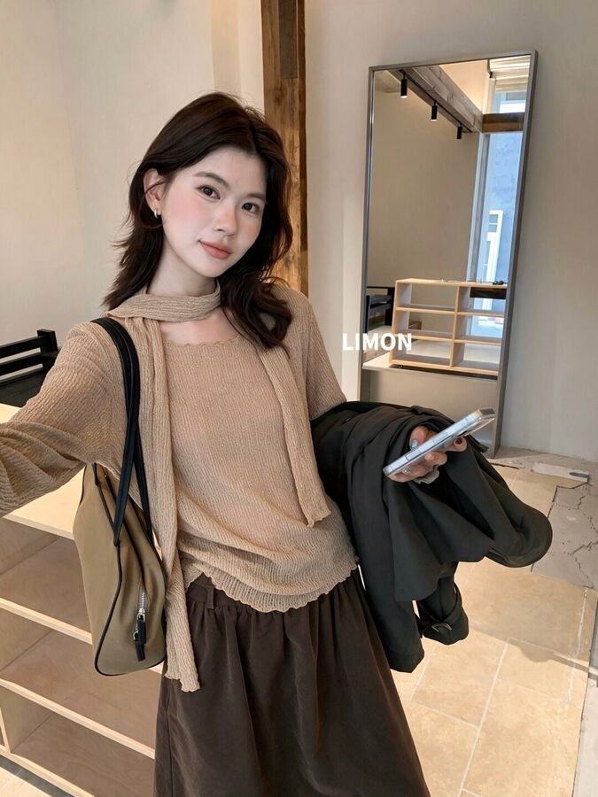 Blouse Coréenne à Manches Longues avec Volants view 8
