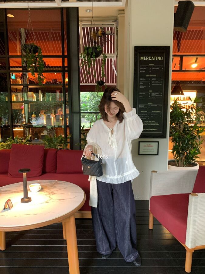 Ruffle Tie Long Sleeve Blouse view 3