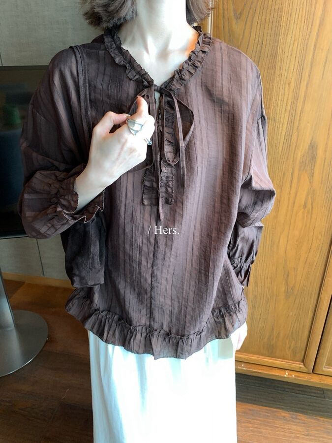 Ruffle Tie Long Sleeve Blouse view 4