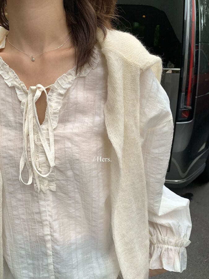 Ruffle Tie Long Sleeve Blouse view 5