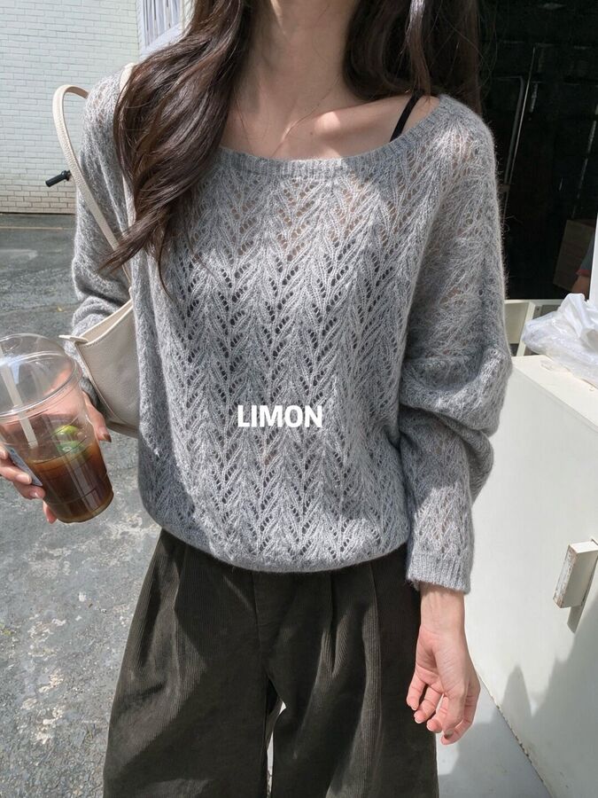 Korean Lazy Long Sleeve Knit Sweater view 10