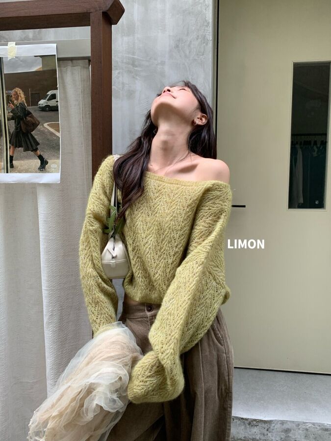 Korean Lazy Long Sleeve Knit Sweater view 2