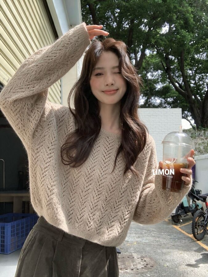 Korean Lazy Long Sleeve Knit Sweater view 3