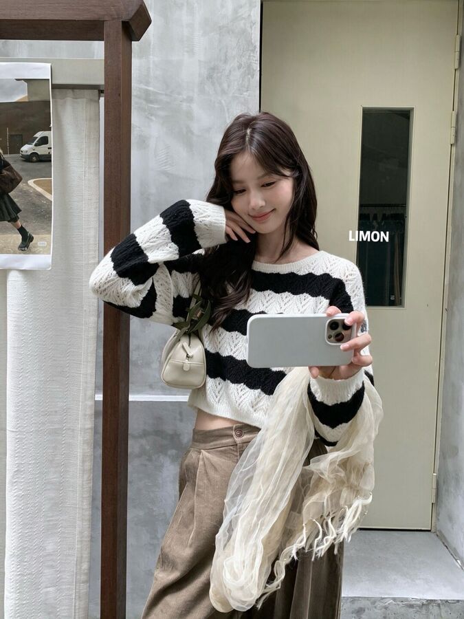 Korean Lazy Long Sleeve Knit Sweater view 4