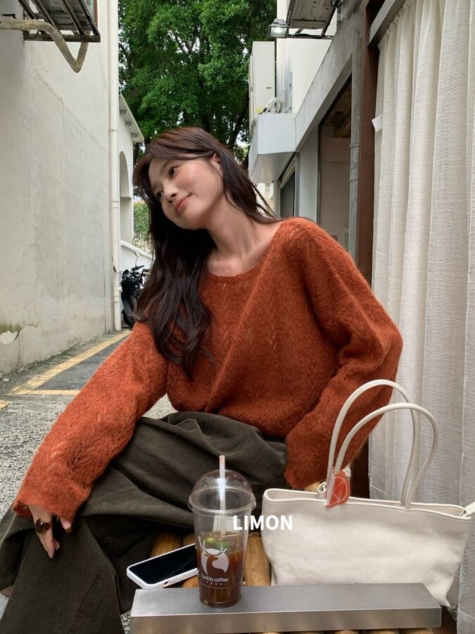 Korean Lazy Long Sleeve Knit Sweater view 5