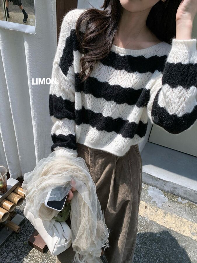 Korean Lazy Long Sleeve Knit Sweater view 9