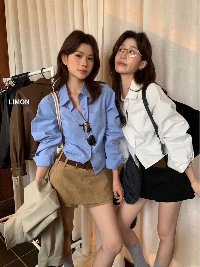 Korean Minimalist Brushed Long Sleeve Shirt