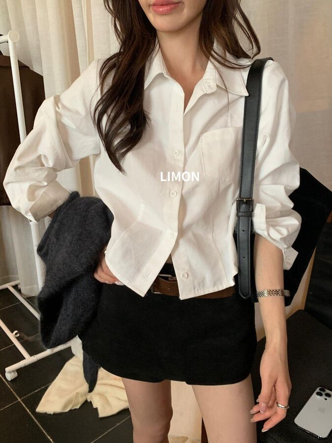 Camisa coreana minimalista cepillada de manga larga view 4