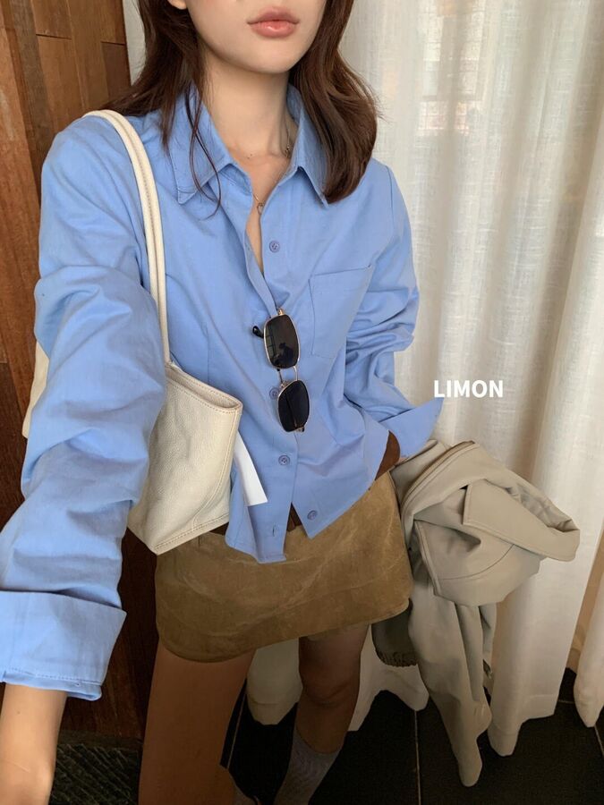 Camisa coreana minimalista cepillada de manga larga view 5