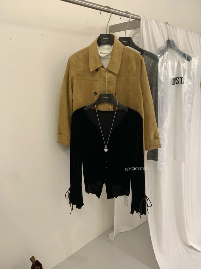 French Velvet V-Neck Flared Sleeve Top view 2