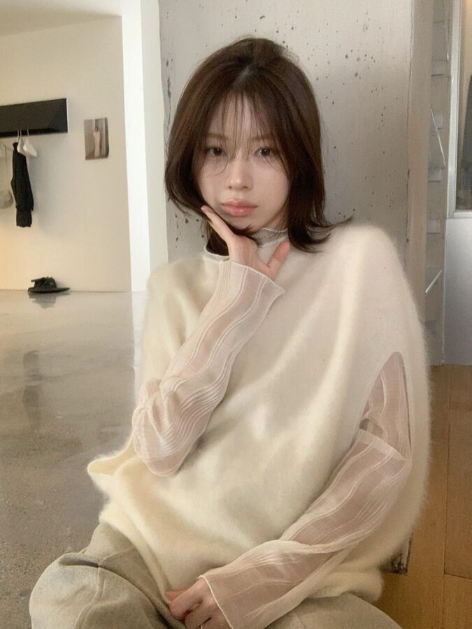 Korean Sheer Mesh Layering Top view 2