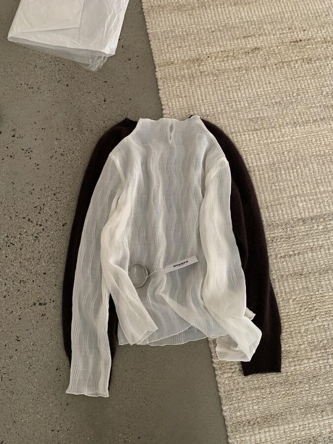 Korean Sheer Mesh Layering Top view 3