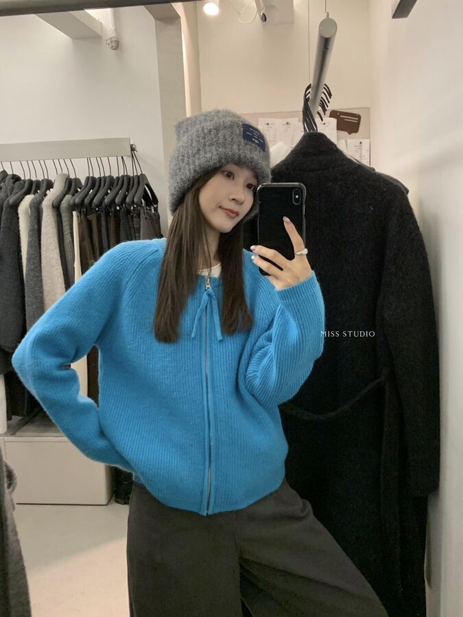 Ribbed Zip Cardigan Sweater view 2