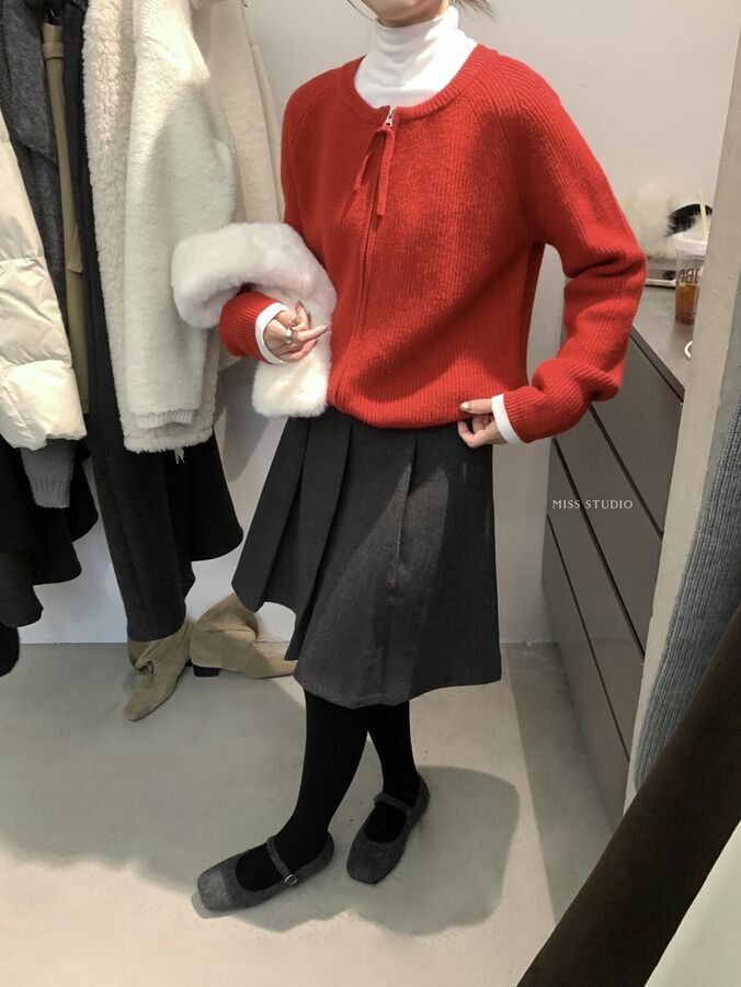 Ribbed Zip Cardigan Sweater view 4