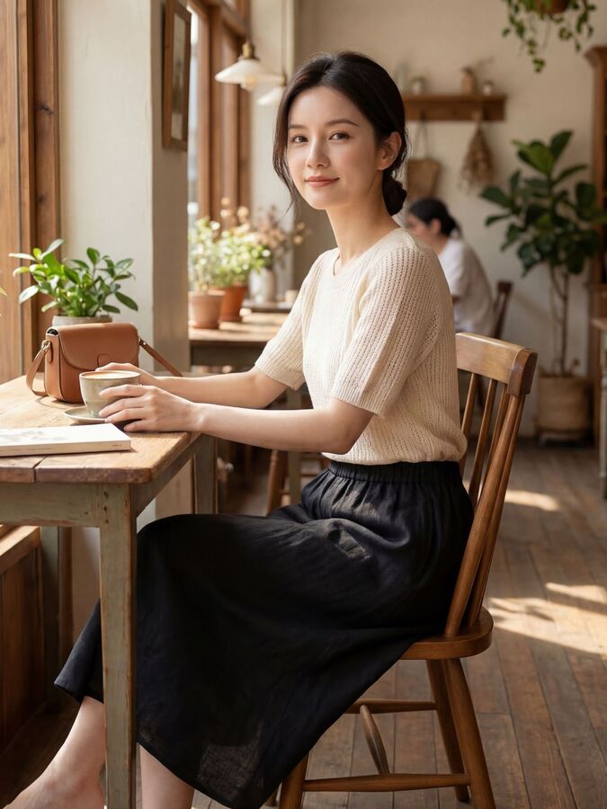 Linen A Line Midi Skirt view 5