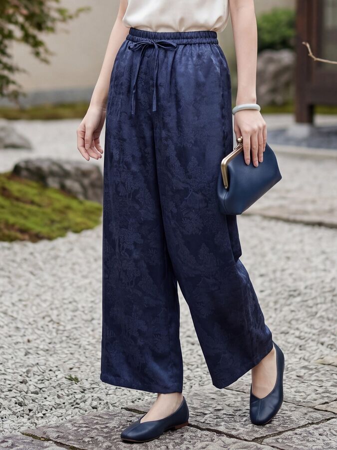 Silk Straight Leg Pants view 3