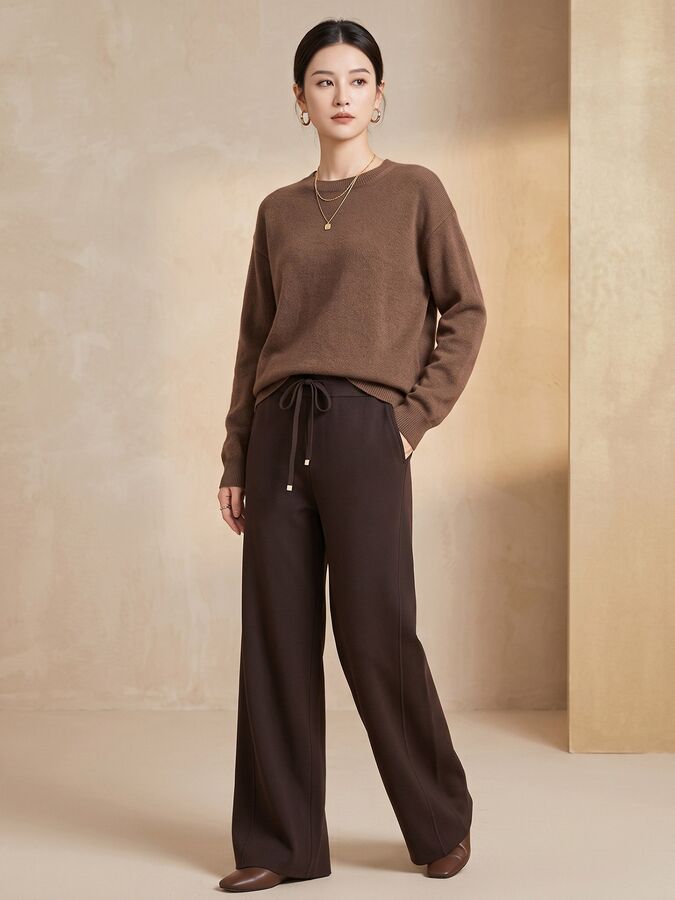 Solid Knit Straight Pants