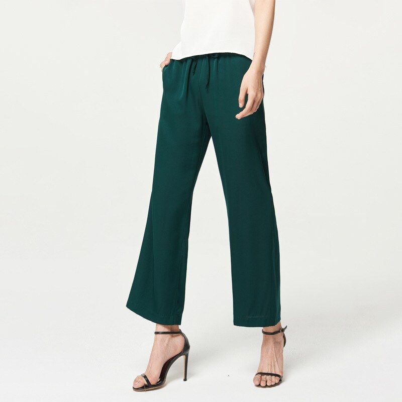 Solid Silk Wide Leg Pants