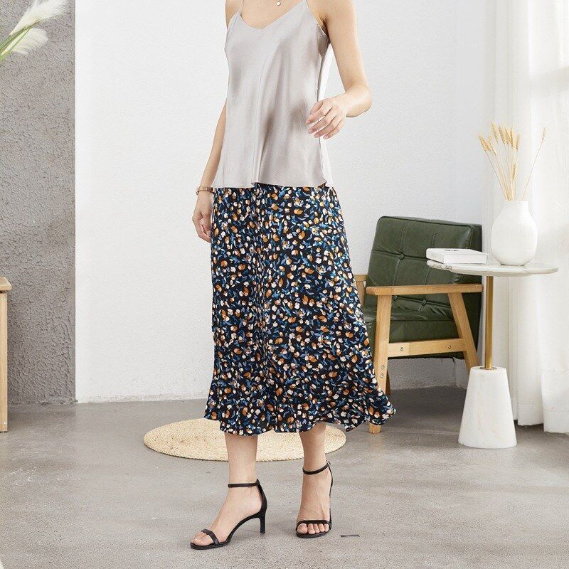 Falda Midi de Seda Estampado Floral view 3