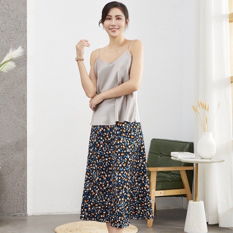 Falda Midi de Seda Estampado Floral view 4