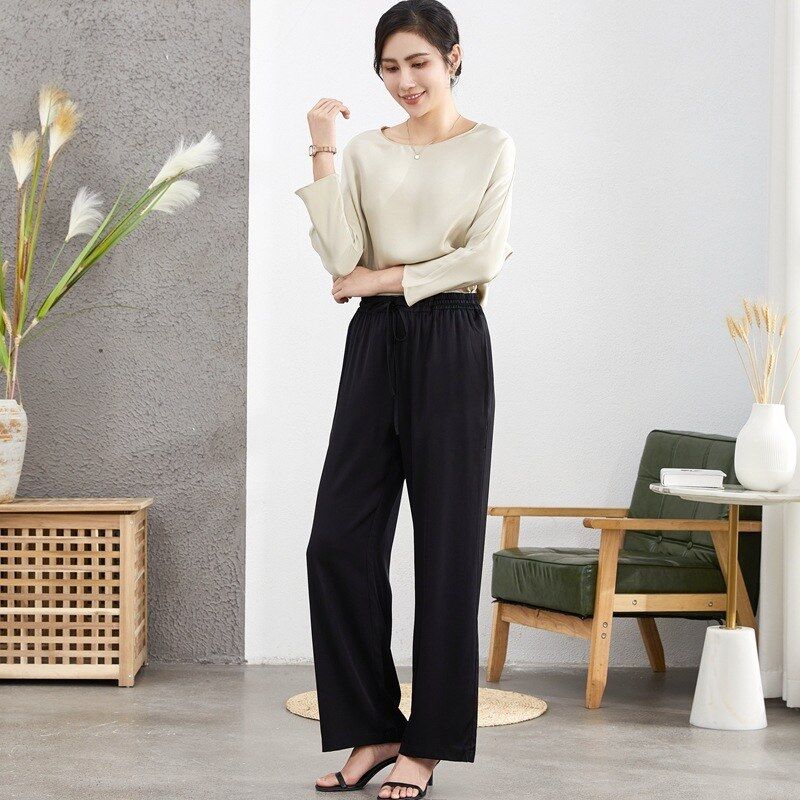 Silk Wide Leg Casual Pants