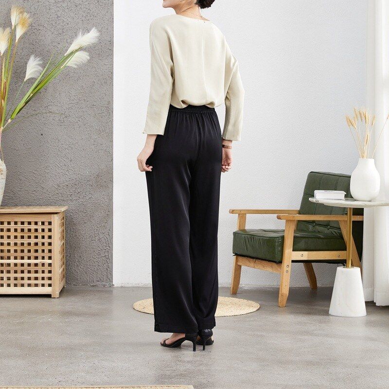 Seiden-Freizeithose mit weitem Bein view 2