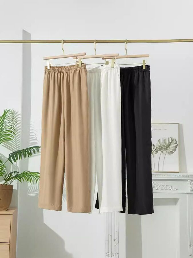 Silk wide leg casual pants