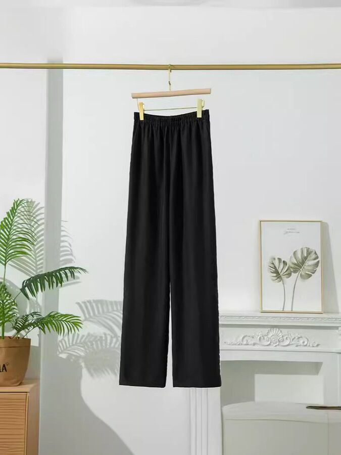 Silk Wide Leg Casual Pants view 3