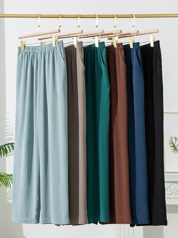 Silk straight leg casual pants