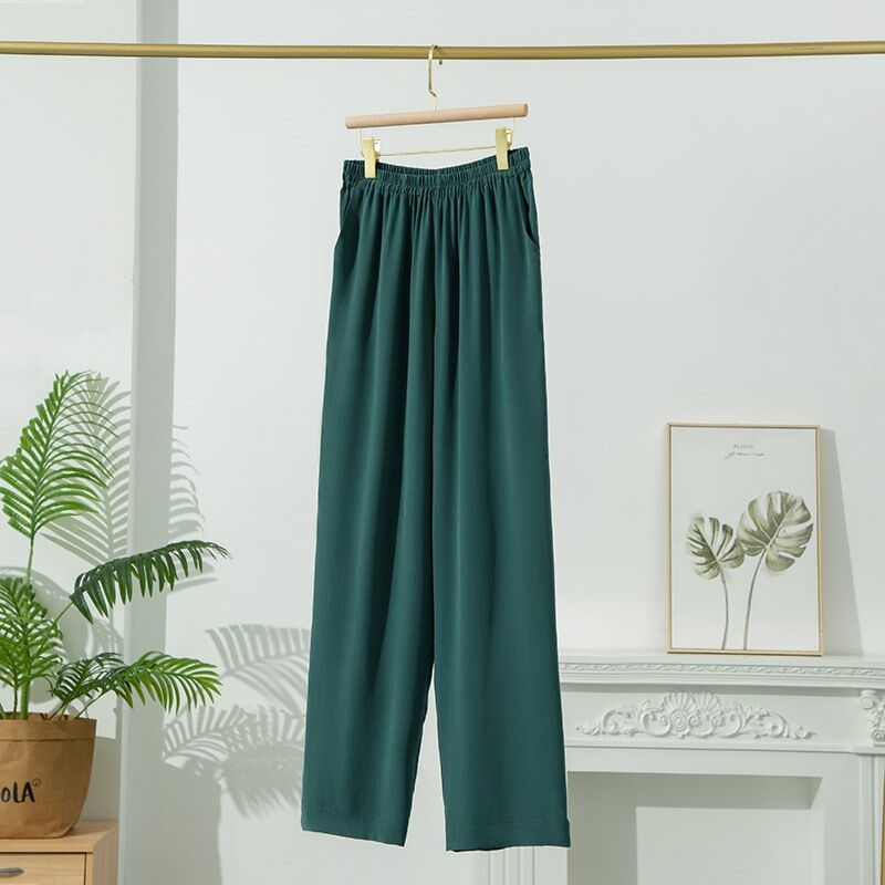 Calça Casual de Seda de Perna Reta view 10