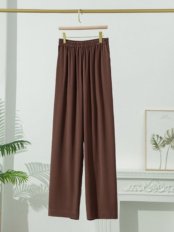 Calça Casual de Seda de Perna Reta view 4