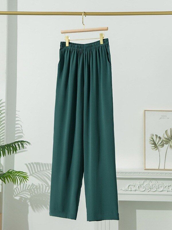 Calça Casual de Seda de Perna Reta view 5