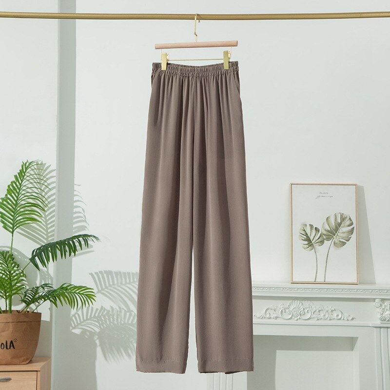 Calça Casual de Seda de Perna Reta view 7
