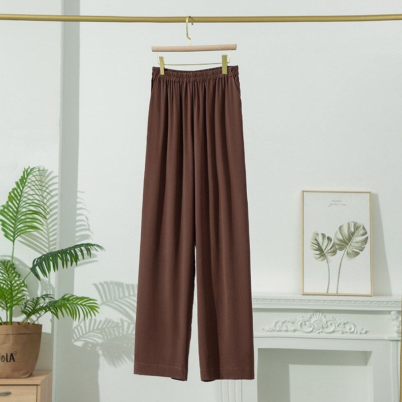 Calça Casual de Seda de Perna Reta view 8