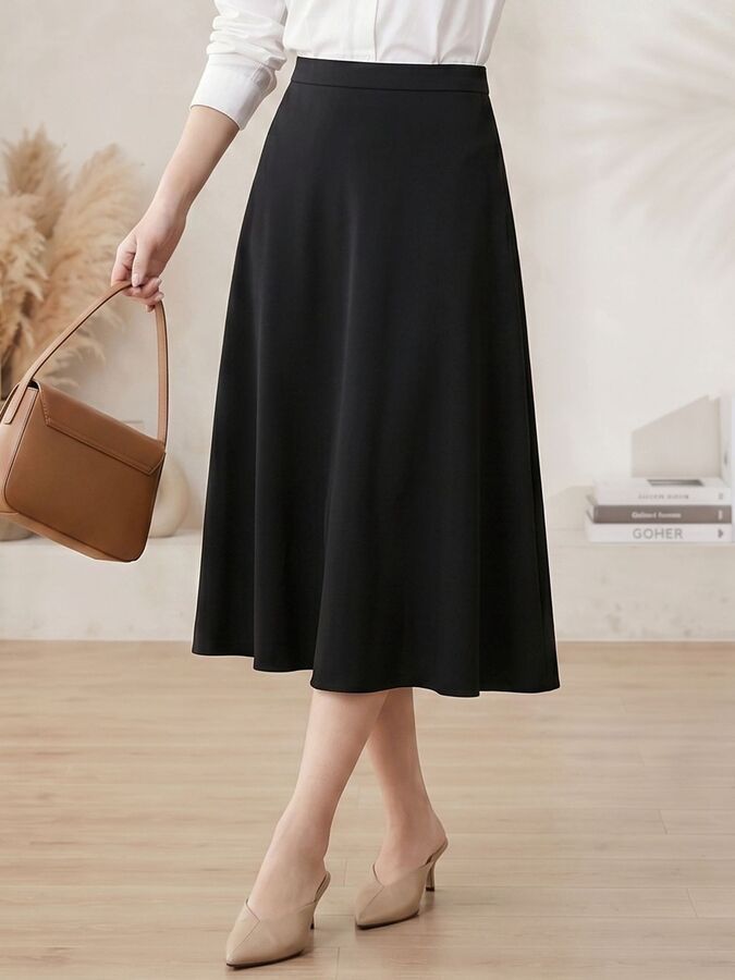 Silk A Line Midi Skirt view 2