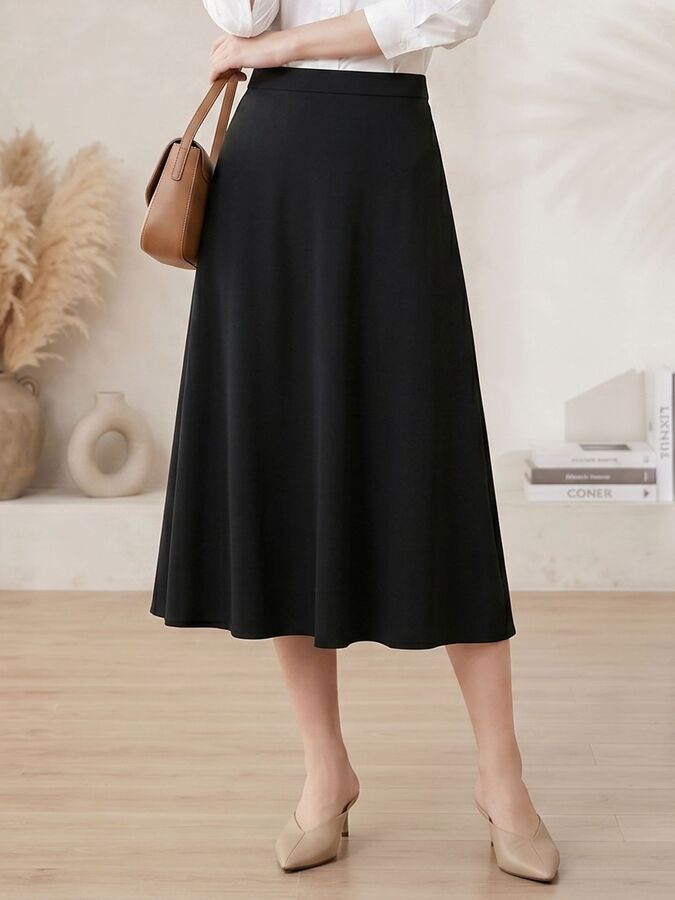 Silk A Line Midi Skirt view 3