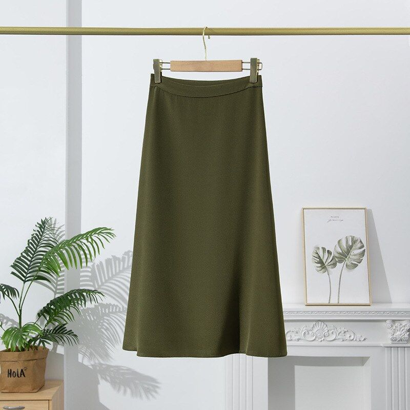 Silk A Line Midi Skirt view 8