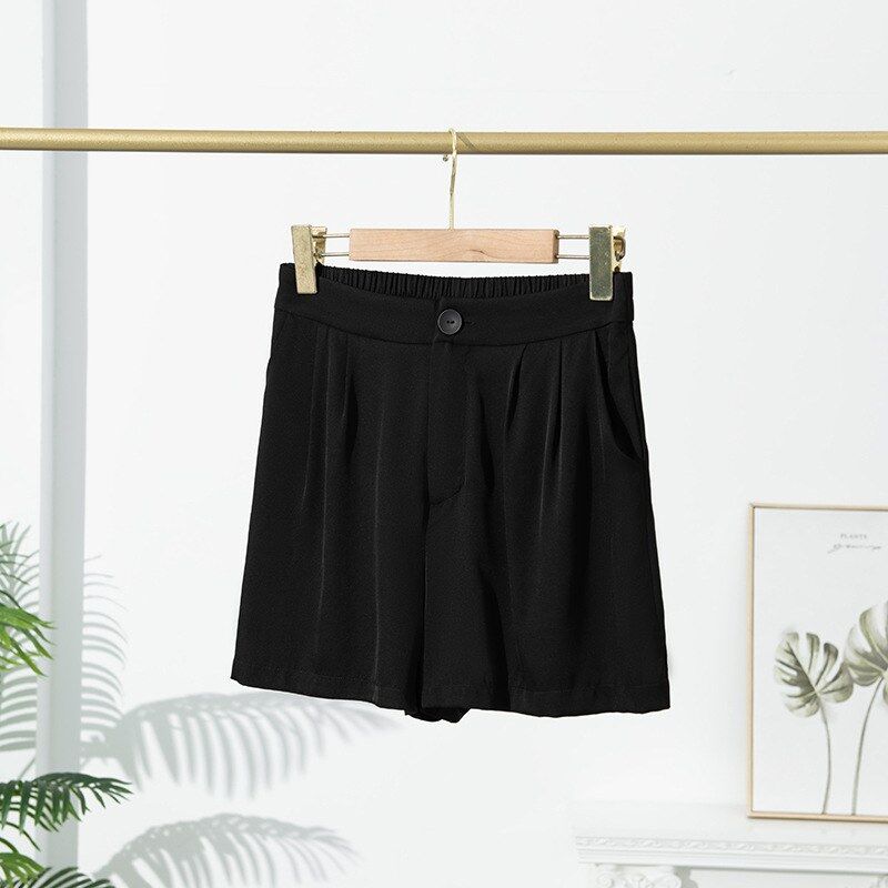 Silk high waist casual shorts