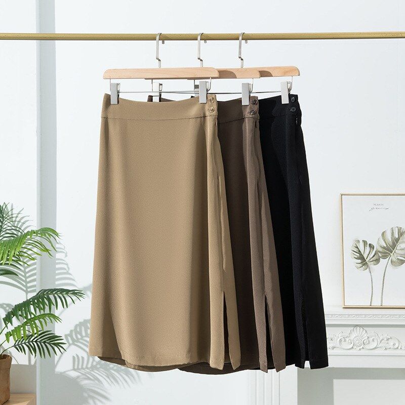 Silk A line midi skirt