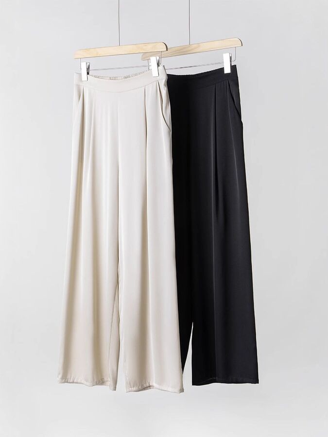 Silk Straight Pants High Waist