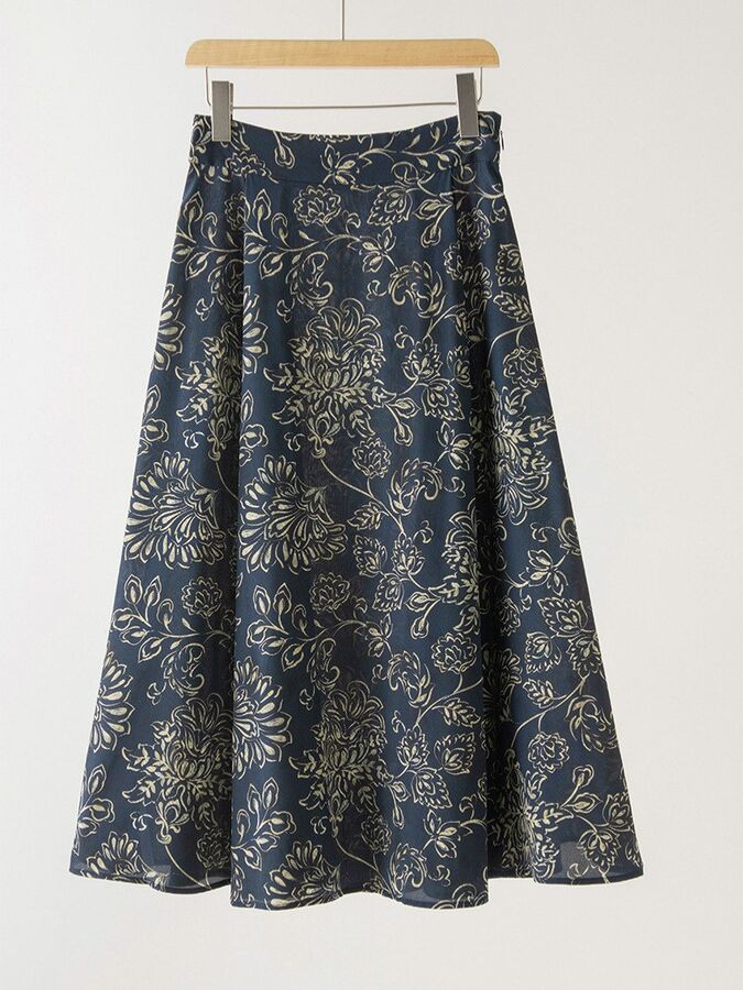 Falda de seda floral corte A vintage view 3