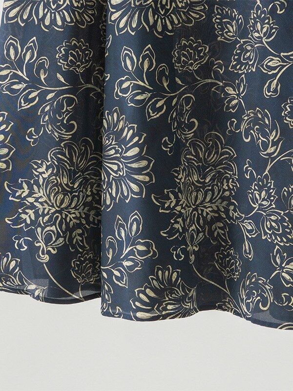 Falda de seda floral corte A vintage view 5