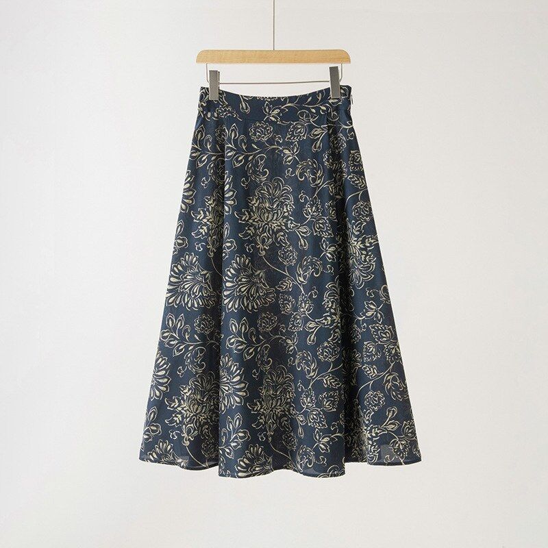 Falda de seda floral corte A vintage view 6